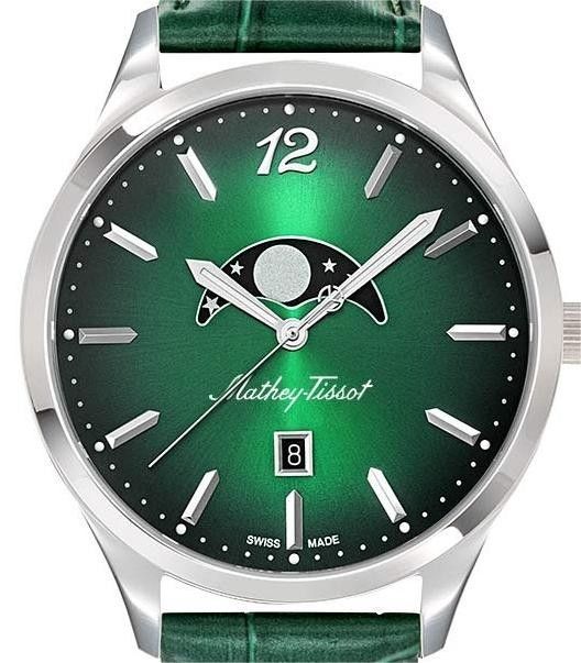 Mathey-Tissot Urban Moon Leather Strap Green Dial Quartz H411LAVM Men's Watch