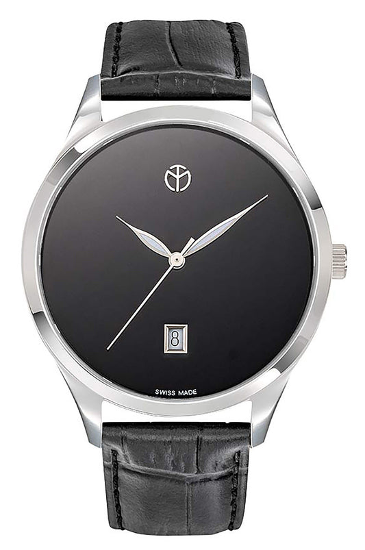 Mathey-Tissot Urban Leather Strap Black Dial Quartz H411NM Men's Watch