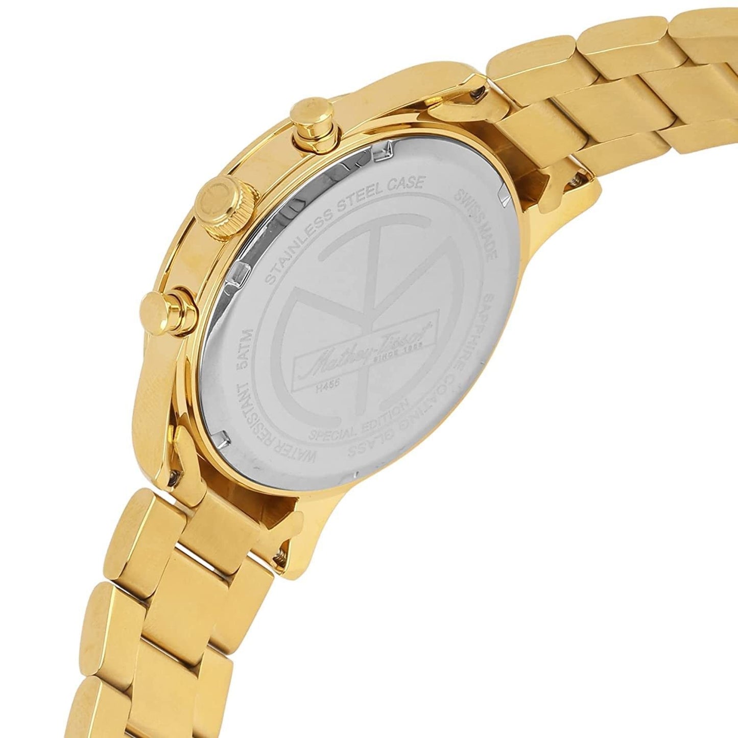 Mathey-Tissot Mathy I Jumbo Special Edition Gold Tone Stainless Steel Blue Dial Quartz H455PBU Men's Watch