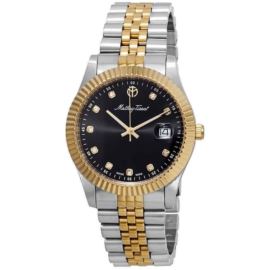 Mathey-Tissot Mathy II Two Tone Stainless Steel Black Dial Quartz H710BN Men's Watch