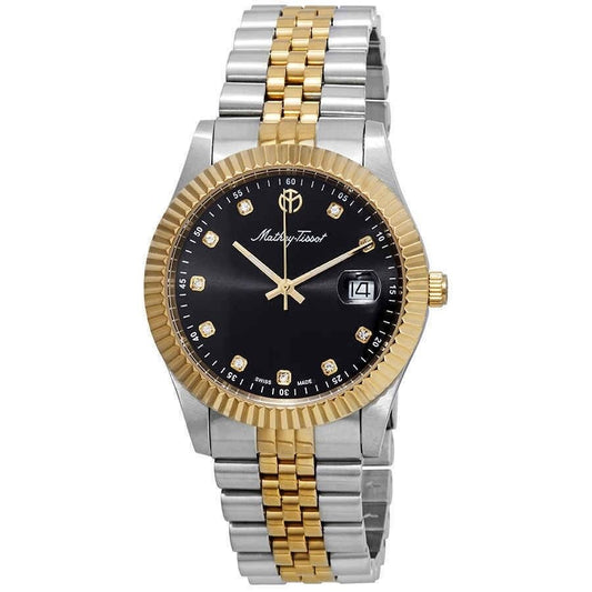 Mathey-Tissot Mathy II Two Tone Stainless Steel Black Dial Quartz H710BN Men's Watch