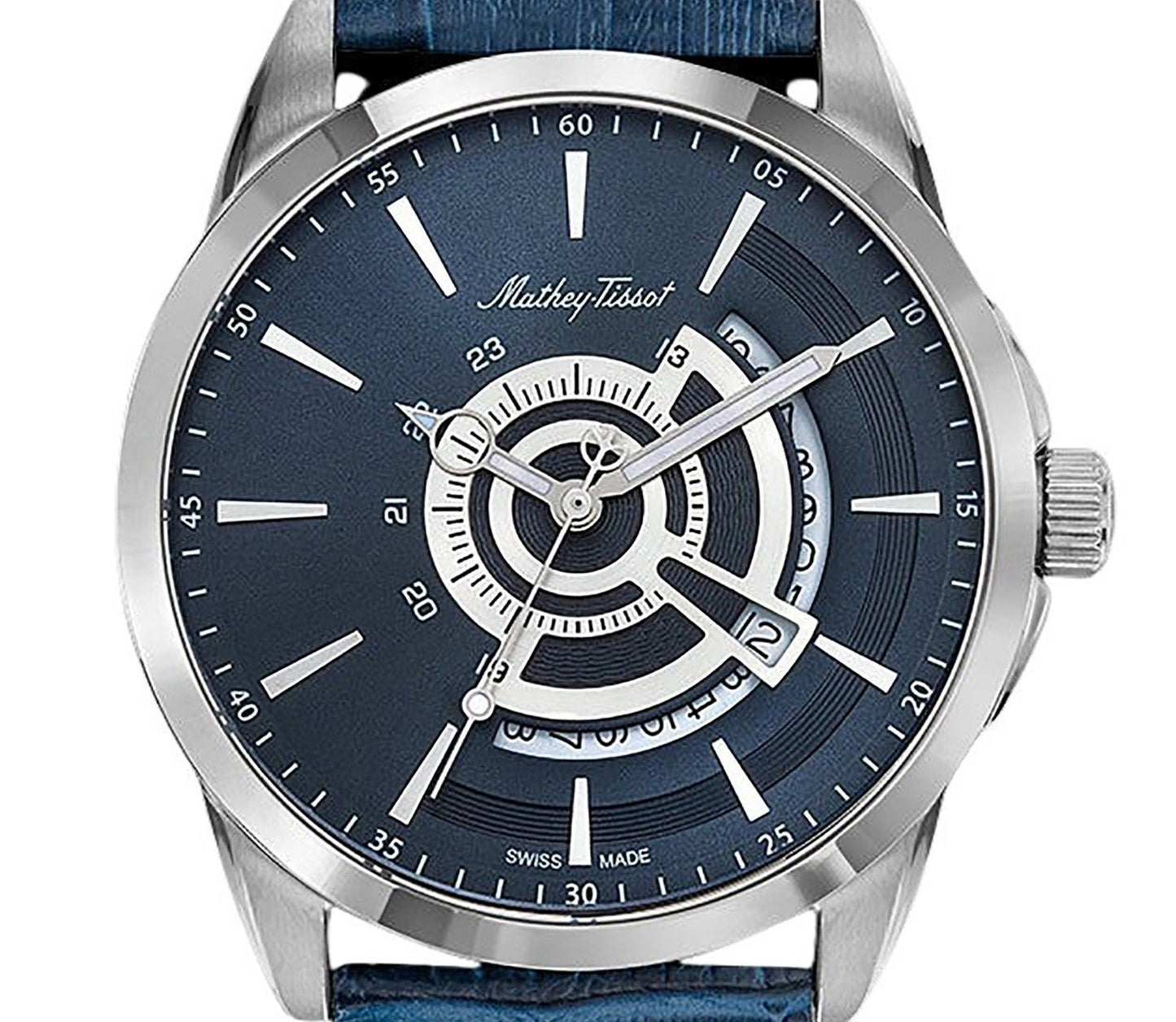 Mathey-Tissot Mondo Leather Strap Blue Dial Quartz H711ABU Men's Watch