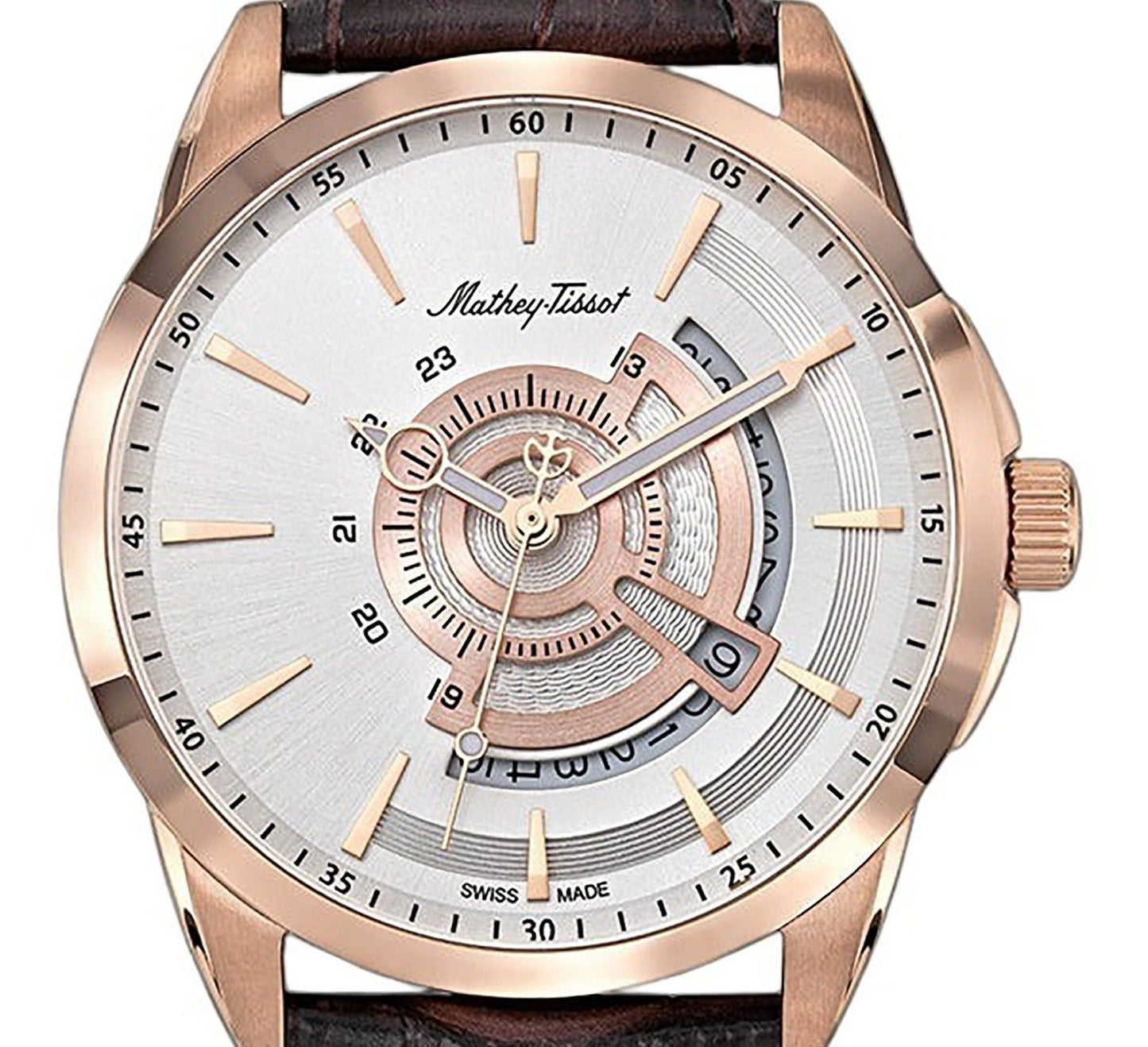 Mathey-Tissot Mondo Leather Strap Silver Dial Quartz H711PS Men's Watch