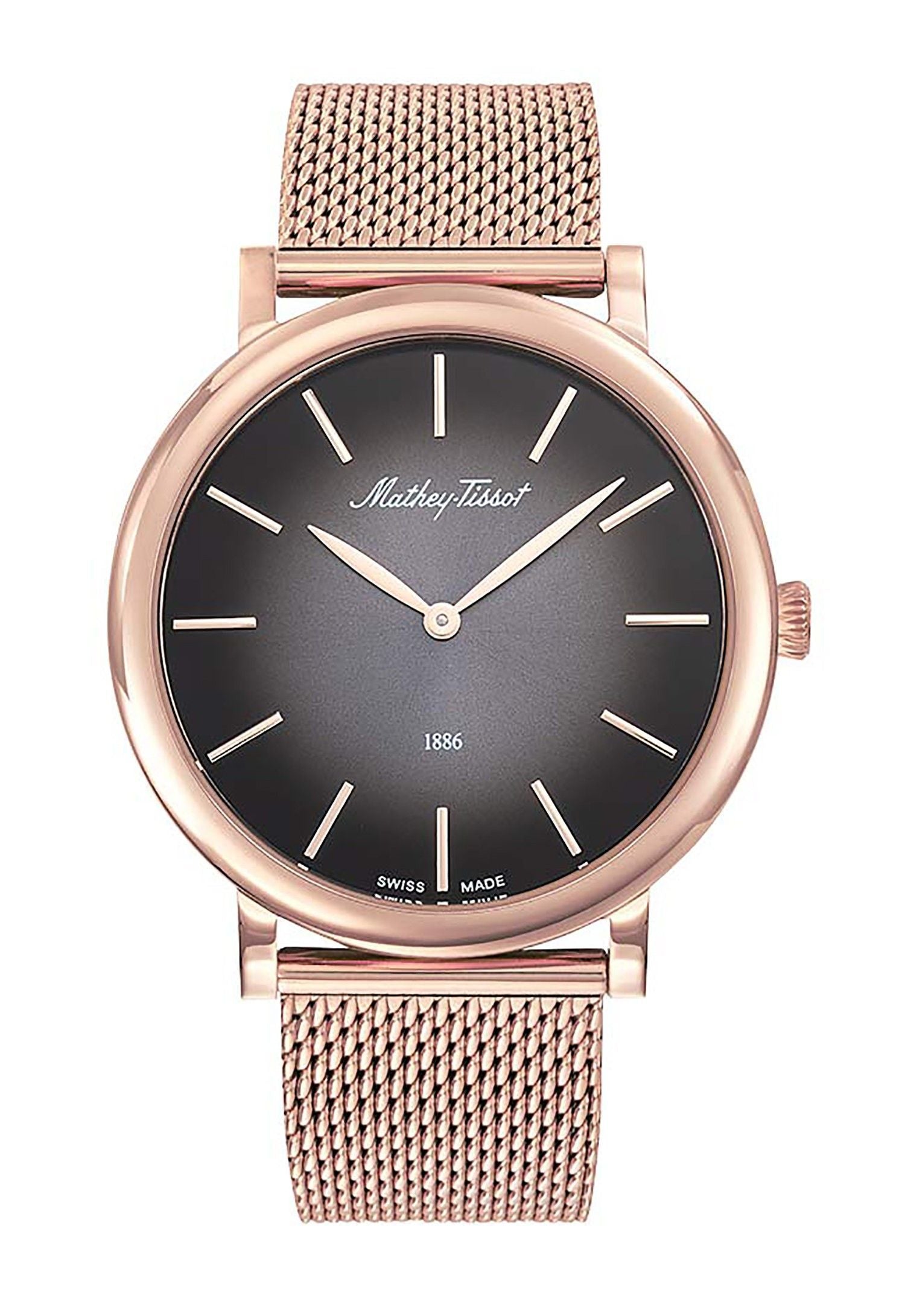 Mathey-Tissot Monsoon Rose Gold Tone Stainless Steel Black Dial Quartz H7916PN Men's Watch