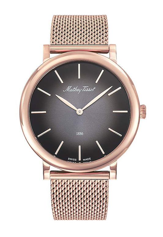 Mathey-Tissot Monsoon Rose Gold Tone Stainless Steel Black Dial Quartz H7916PN Men's Watch