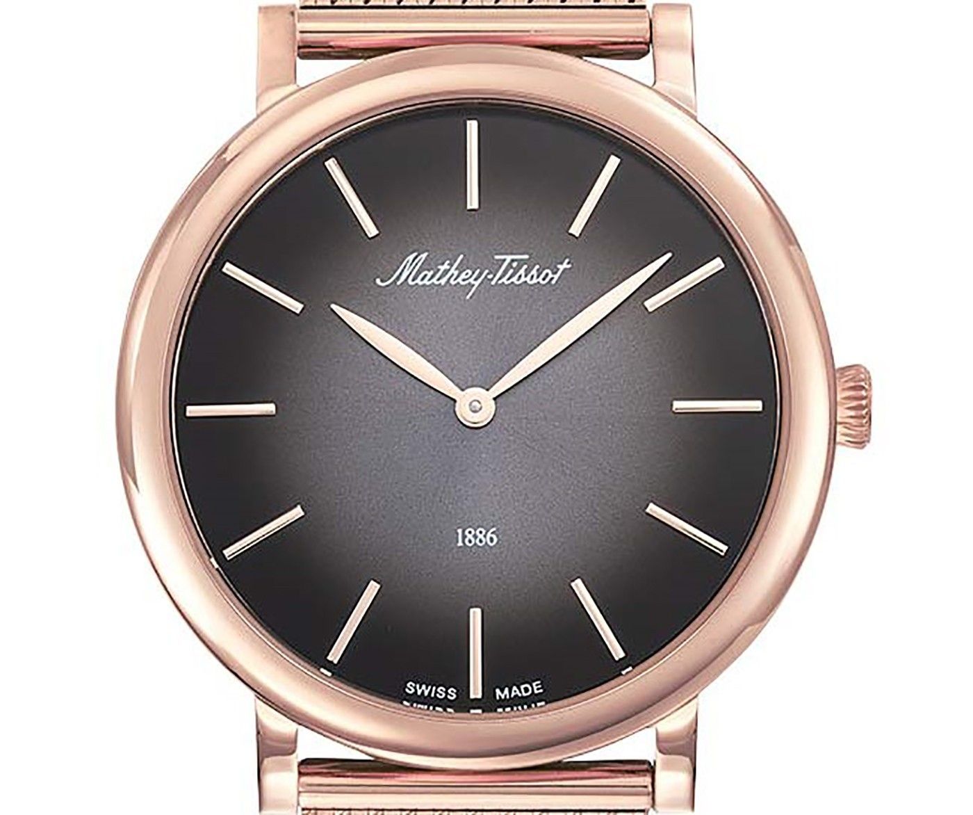Mathey-Tissot Monsoon Rose Gold Tone Stainless Steel Black Dial Quartz H7916PN Men's Watch