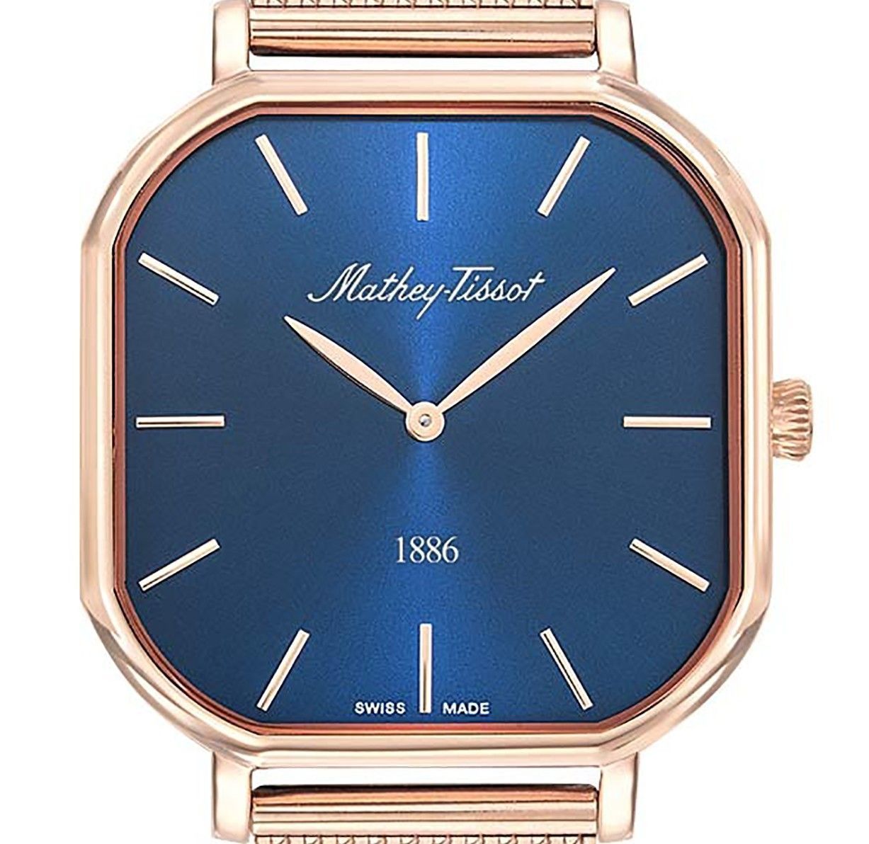 Mathey-Tissot Monsoon Square Rose Gold Tone Stainless Steel Blue Dial Quartz H7917PBU Men's Watch