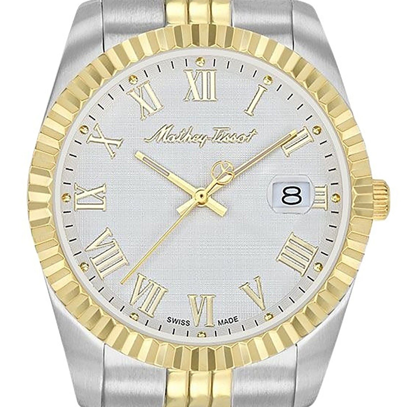 Mathey-Tissot Mathy III Roman Two-Tone Stainless Steel White Dial Quartz H810BBR Men's Watch