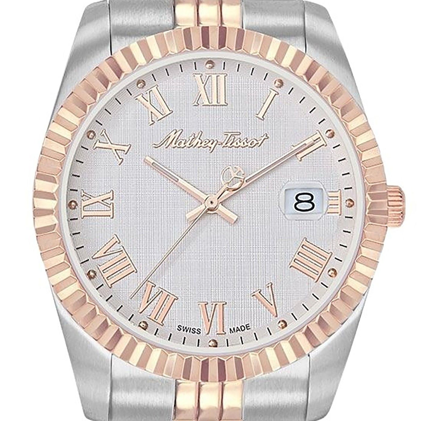 Mathey-Tissot Mathy III Roman Two-Tone Stainless Steel White Dial Quartz H810BRA Men's Watch