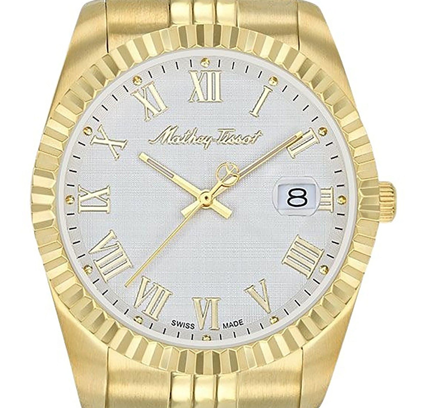 Mathey-Tissot Mathy III Roman Gold Tone Stainless Steel White Dial Quartz H810PBRI Men's Watch
