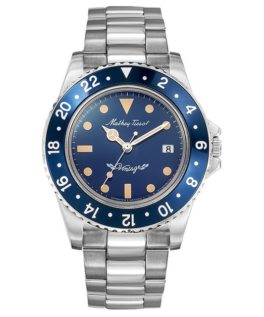 Mathey-Tissot Vintage Stainless Steel Blue Dial Quartz H900ABU Men's Watch