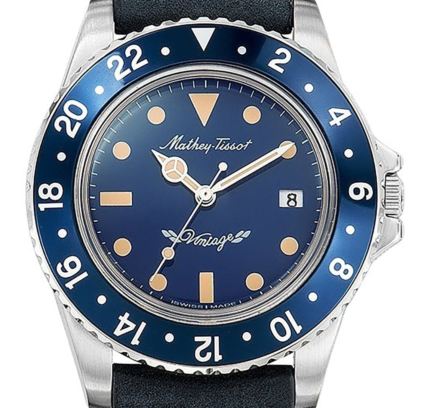 Mathey-Tissot Mathy Vintage Leather Strap Blue Dial Quartz H900ALBU Men's Watch