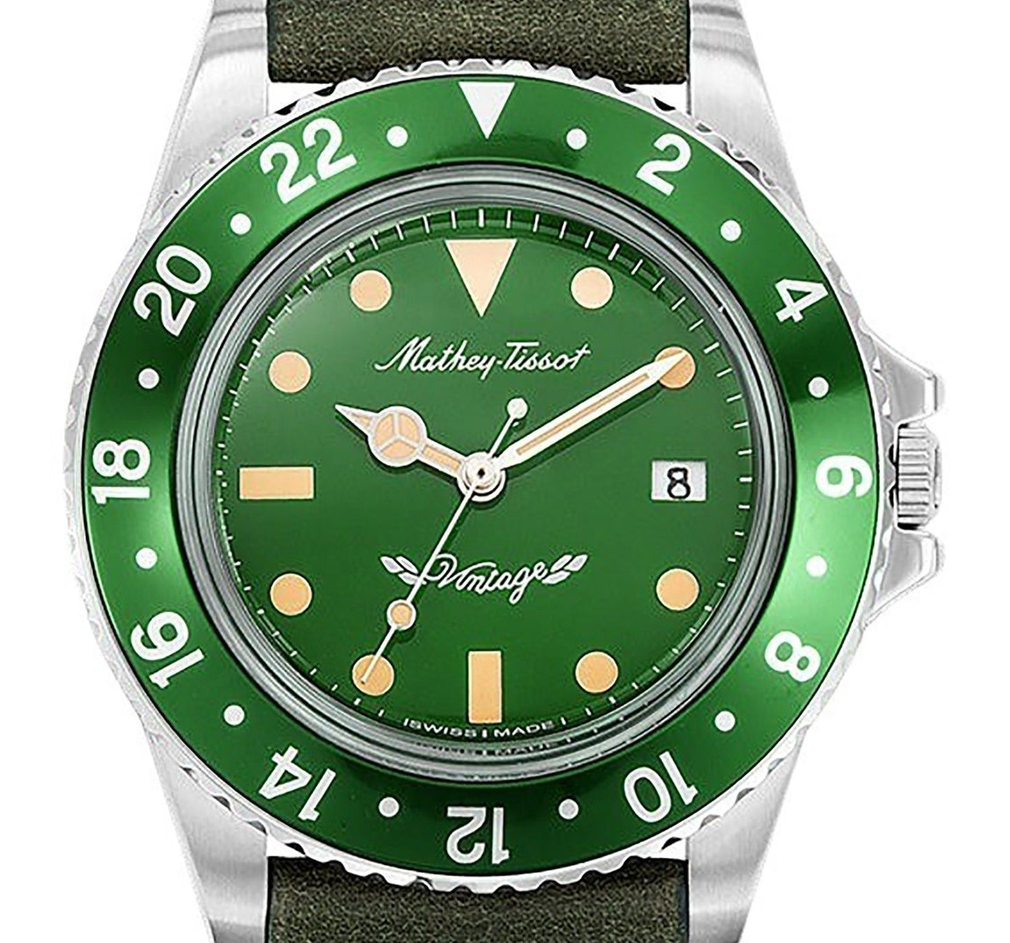 Mathey-Tissot Mathy Vintage Leather Strap Green Dial Quartz H900ALV Men's Watch