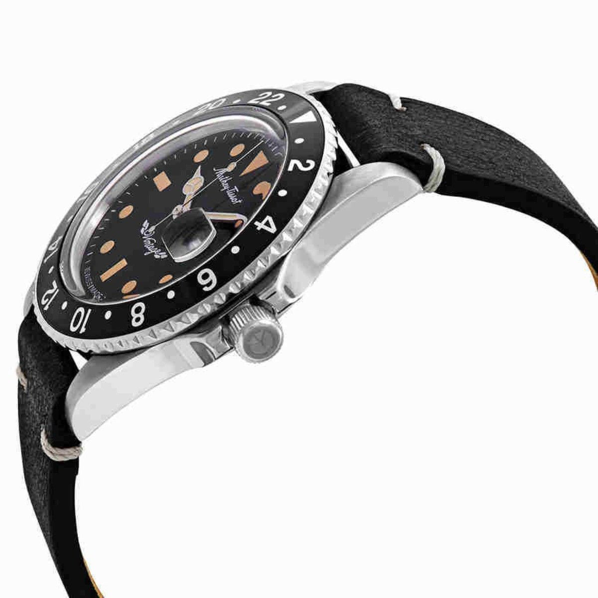 Mathey-Tissot Mathy Vintage Automatic Leather Strap Black Dial H900ATLN 100M Men's Watch
