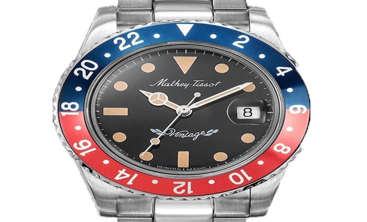 Mathey-Tissot Mathy Vintage Blue and Red Pepsi Bezel Black Dial Automatic H900ATR Men's Watch