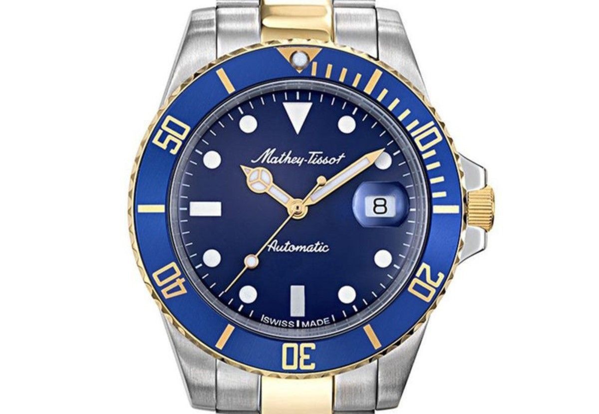 Mathey-Tissot Mathy Vintage Automatic Two Tone Stainless Steel Blue Dial H901ATBBU 100M Men's Watch