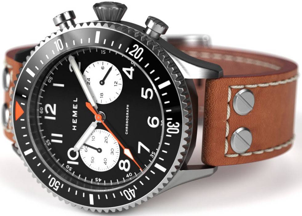 Hemel Reverse Panda Chronograph Ceramic Bezel Black With Super-LumiNova C3 Dial Quartz HF12 100M Men's Watch