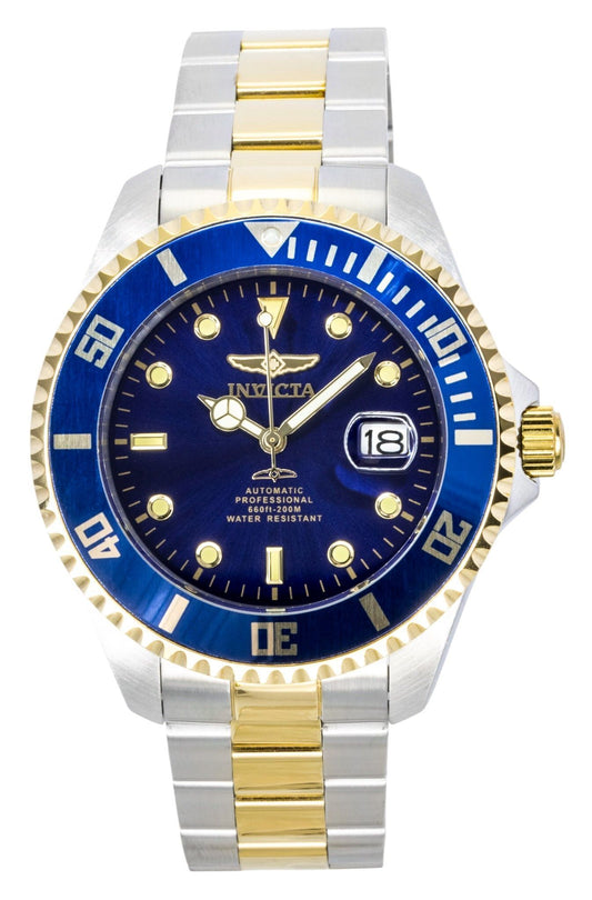 Invicta Pro Diver Two Tone Stainless Steel Blue Dial Automatic Diver's 34042 200M Men's Watch