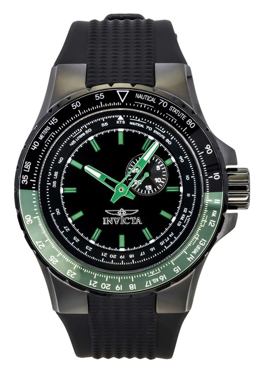 Invicta Aviator Black Silicone Strap Black Dial Quartz 49731 100M Men's Watch