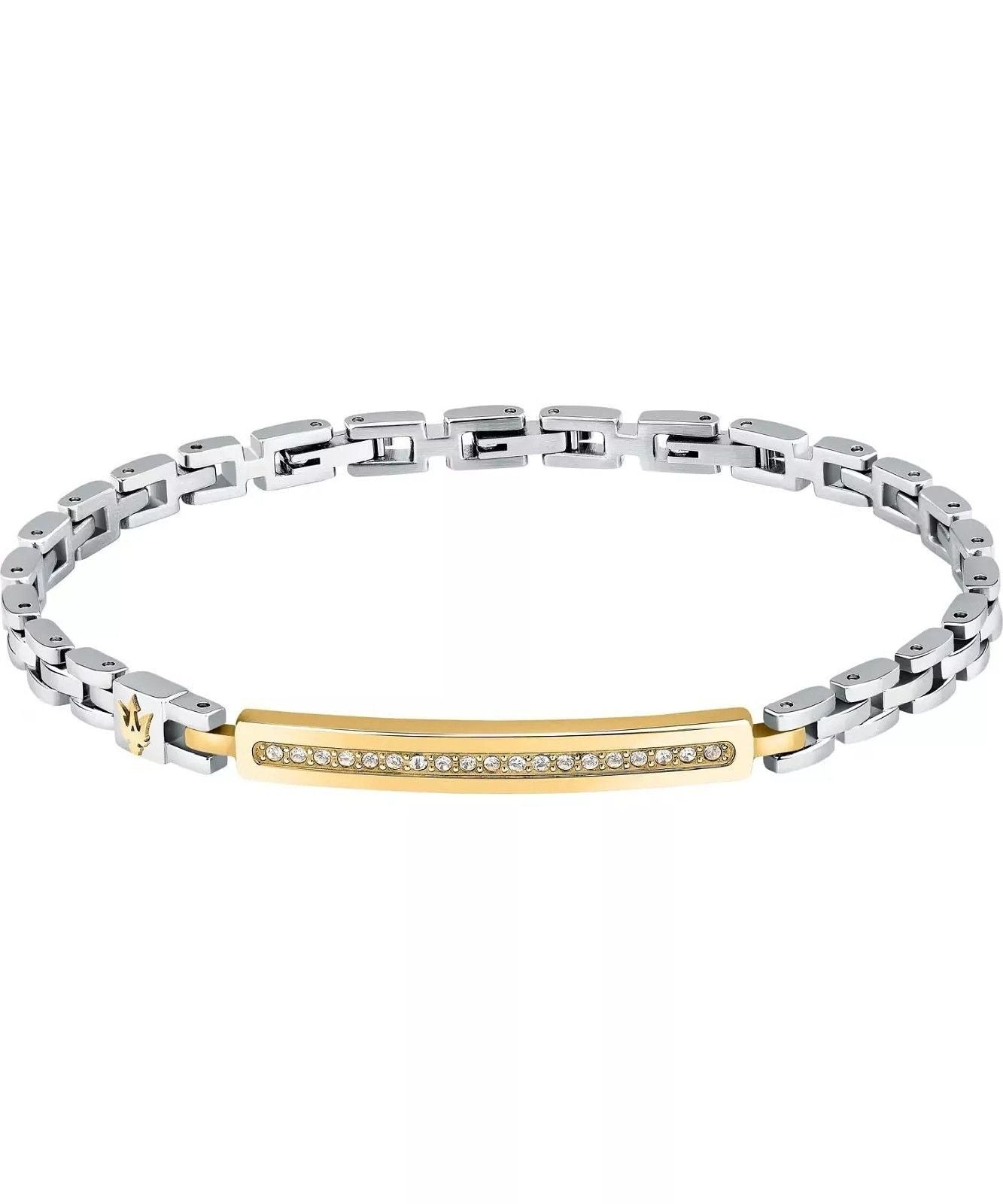 Maserati Iconic Two Tone Steel Bracelet With Crystals JM224AVD42 For Men