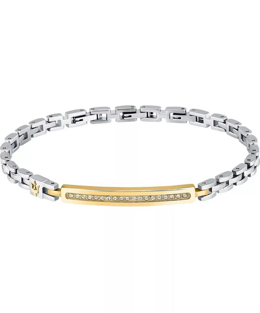 Maserati Iconic Two Tone Steel Bracelet With Crystals JM224AVD42 For Men