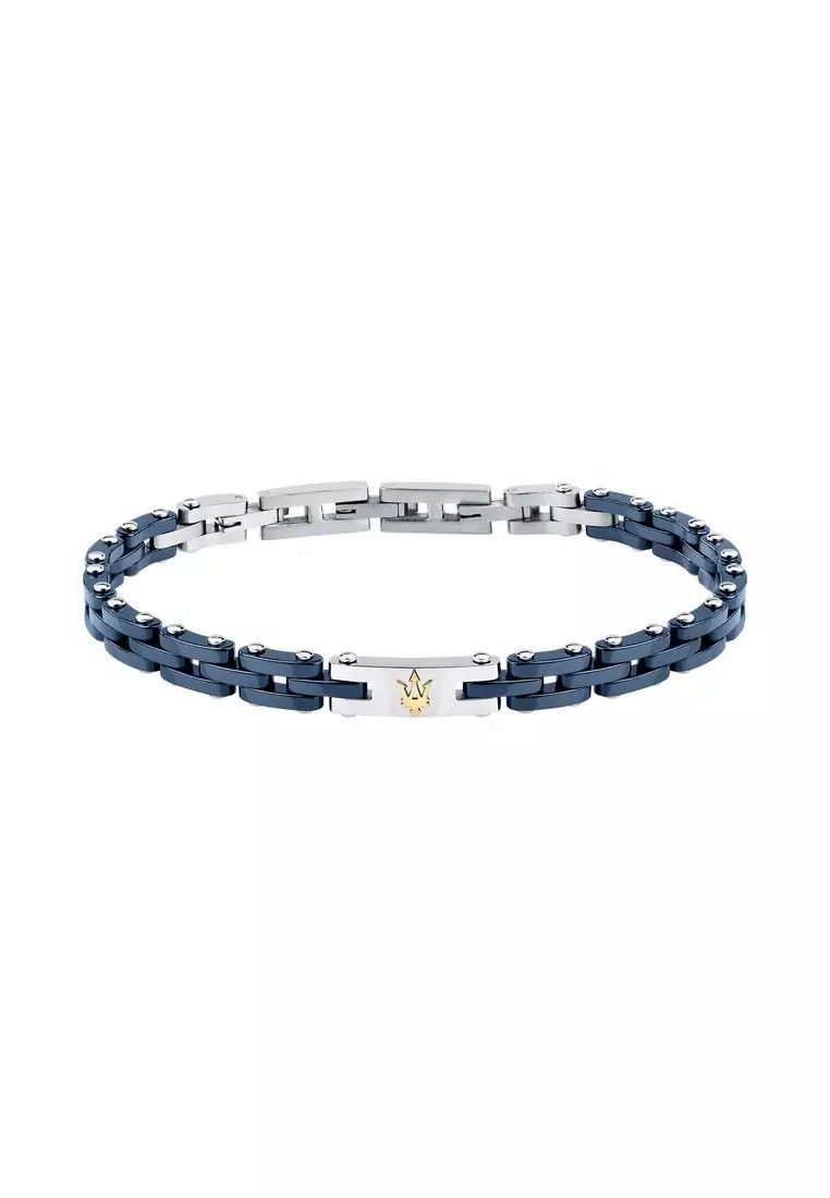 Maserati Jewels Blue And Silver Tone Stainless Steel Bracelet JM425ATZ65 For Men