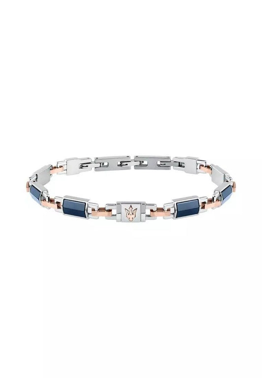Maserati Jewels Blue, Gold Tone And Silver Tone Stainless Steel Bracelet JM425ATZ67 For Men