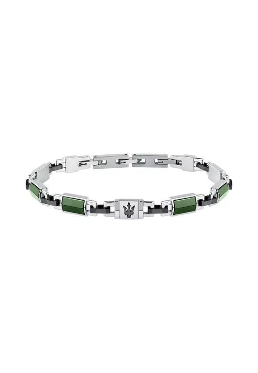 Maserati Jewels Green, Gold Tone And Silver Tone Stainless Steel Bracelet JM425ATZ68 For Men