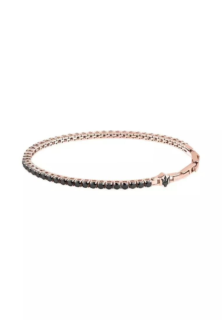 Maserati Tennis Rose Gold Tone Stainless Steel With Black Zircons Bracelet JM425AVC07 For Men