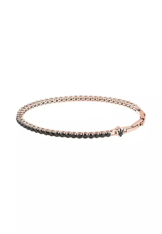 Maserati Tennis Rose Gold Tone Stainless Steel With Black Zircons Bracelet JM425AVC07 For Men