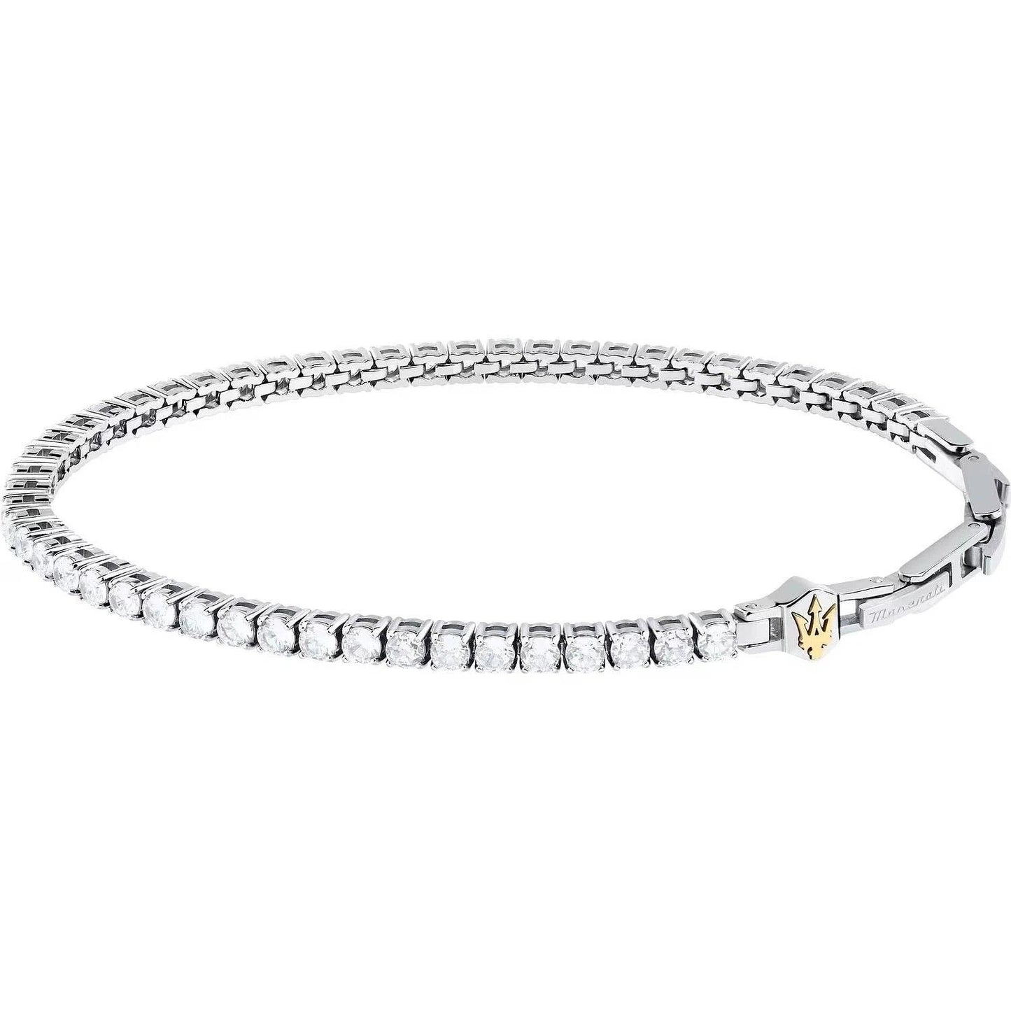 Maserati Tennis Silver Stainless Steel With White Zircons Bracelet JM425AVC12 For Men