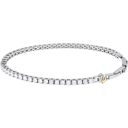 Maserati Tennis Silver Stainless Steel With White Zircons Bracelet JM425AVC12 For Men