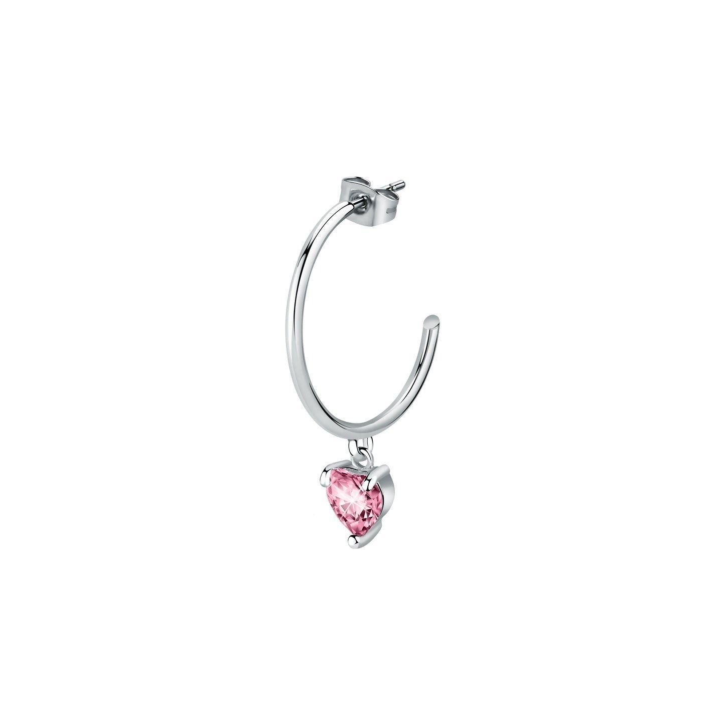 La Petite Story Single Steel Earrings With Pink Crystal LPS02AQM28 For Women