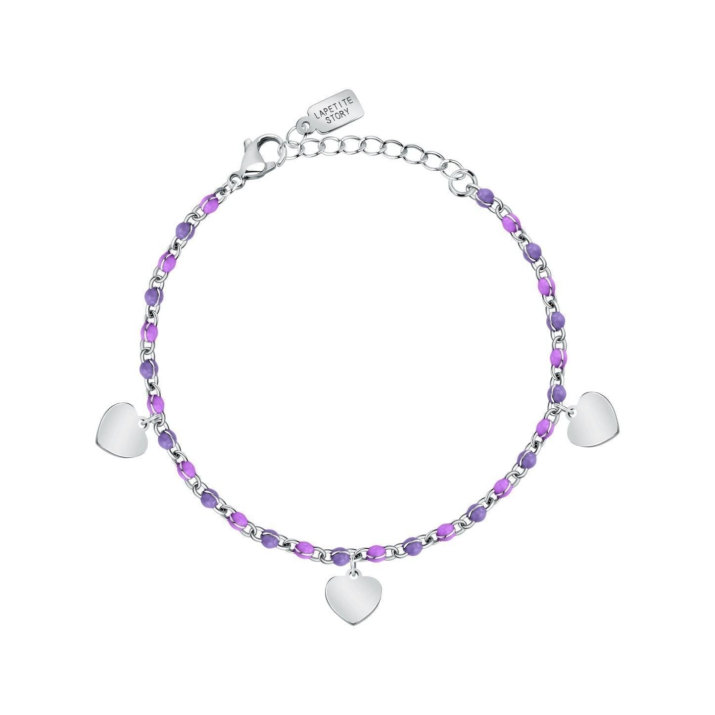 La Petite Story Steel Love Bracelet With Silver Hearts LPS05ASD54 For Women