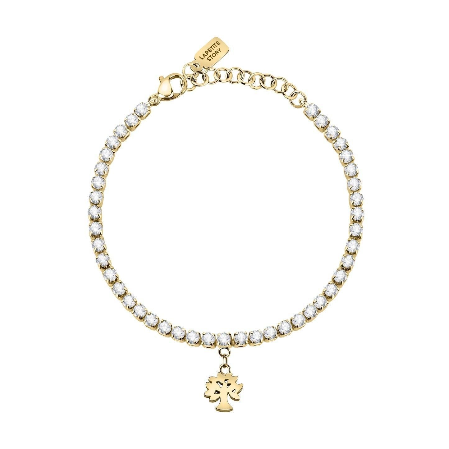 La Petite Story Gold Tone Steel Bracelet With Clear Crystals LPS05ASF31 For Women