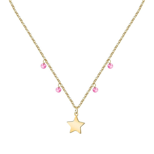 La Petite Story Gold Tone Steel Necklace With Fuchsia Zircon LPS10ARR06 For Women