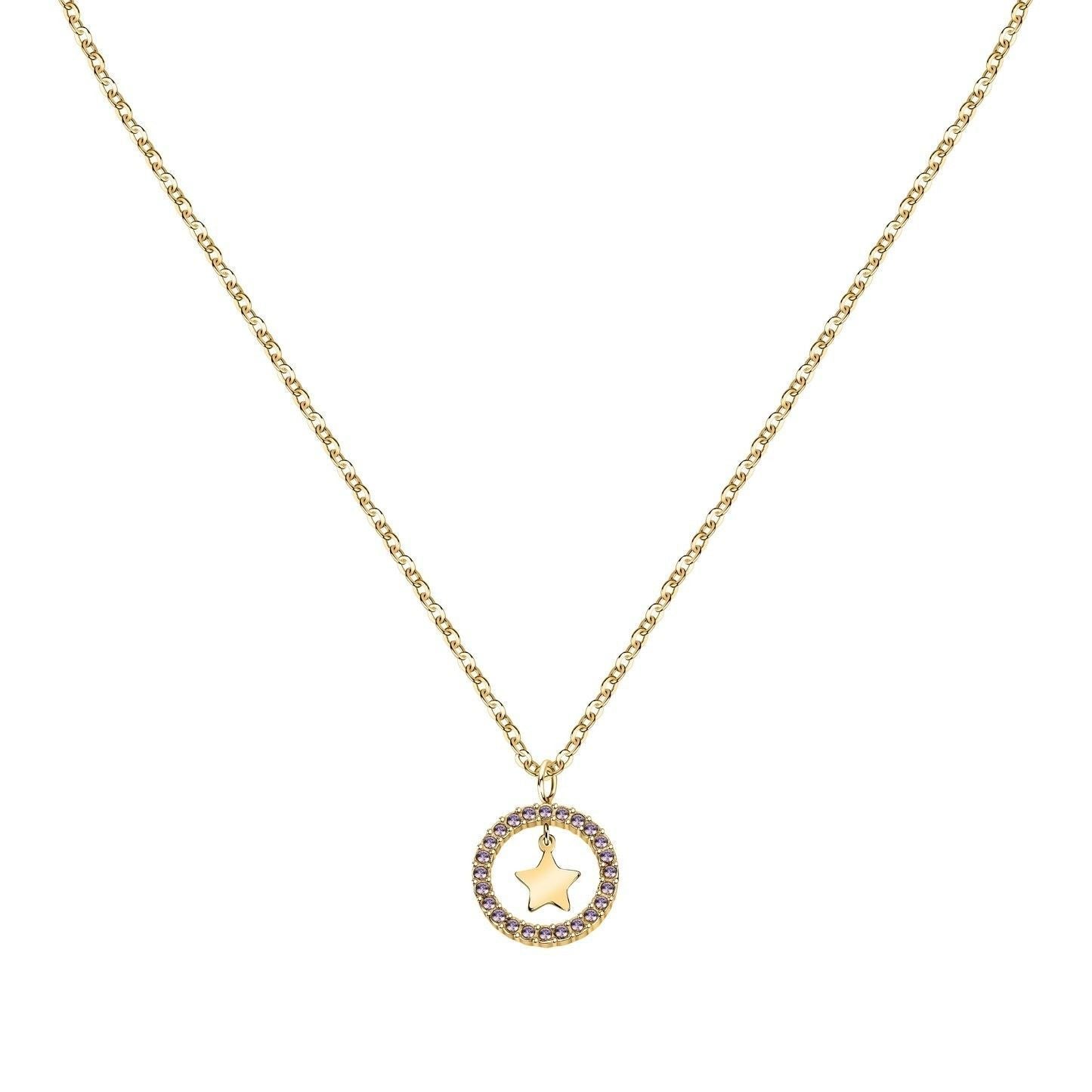 La Petite Story Gold Tone Steel Necklace With White Crystal LPS10ARR07 For Women