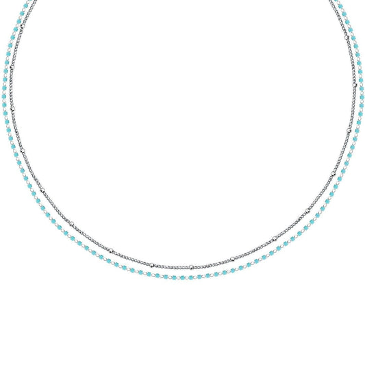 La Petite Story Steel Necklace With Light Blue Beads LPS10ARR09 For Women