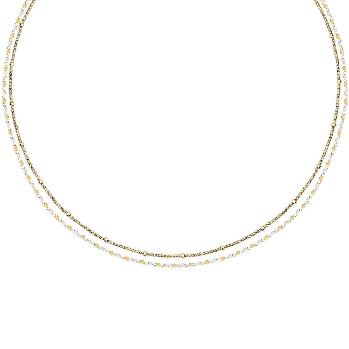 La Petite Story Gold Tone Steel Necklace With White Beads LPS10ARR11 For Women