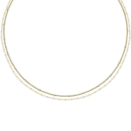 La Petite Story Gold Tone Steel Necklace With White Beads LPS10ARR11 For Women
