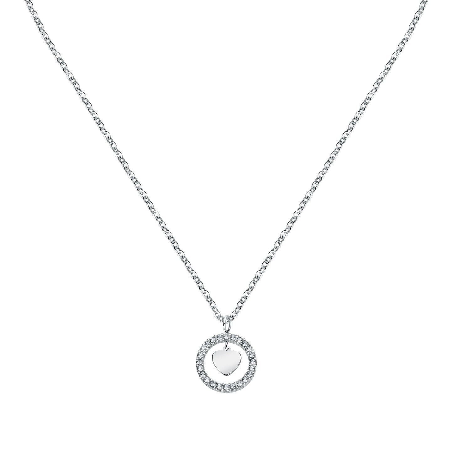 La Petite Story Steel Hoop Necklace With Clear Crystal LPS10ASD17 For Women