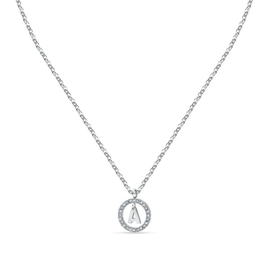La Petite Story Letter A Steel Necklace With Clear Crystal LPS10ASF09 For Women