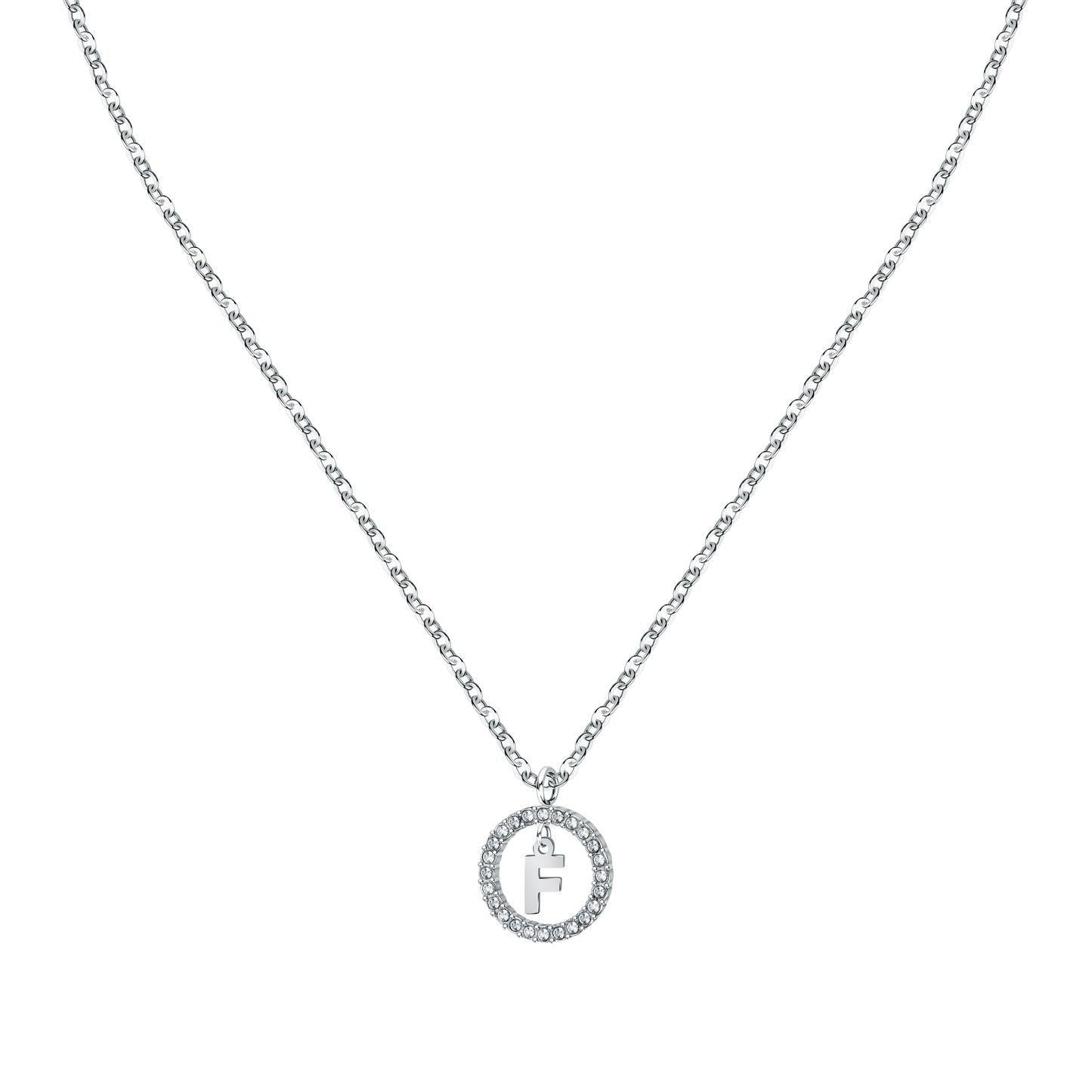 La Petite Story Letter F Steel Necklace With Clear Crystal LPS10ASF14 For Women