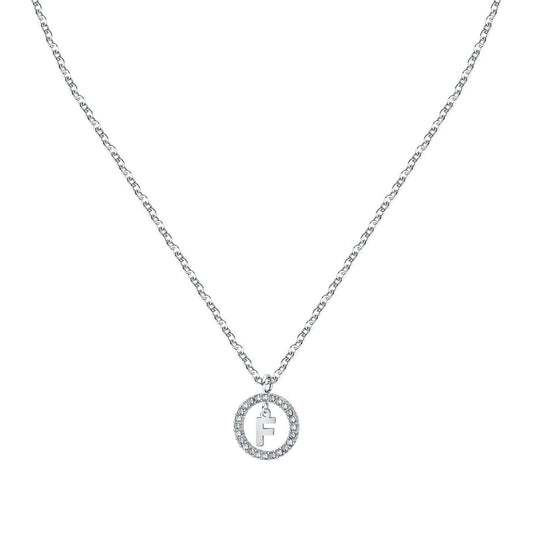 La Petite Story Letter F Steel Necklace With Clear Crystal LPS10ASF14 For Women