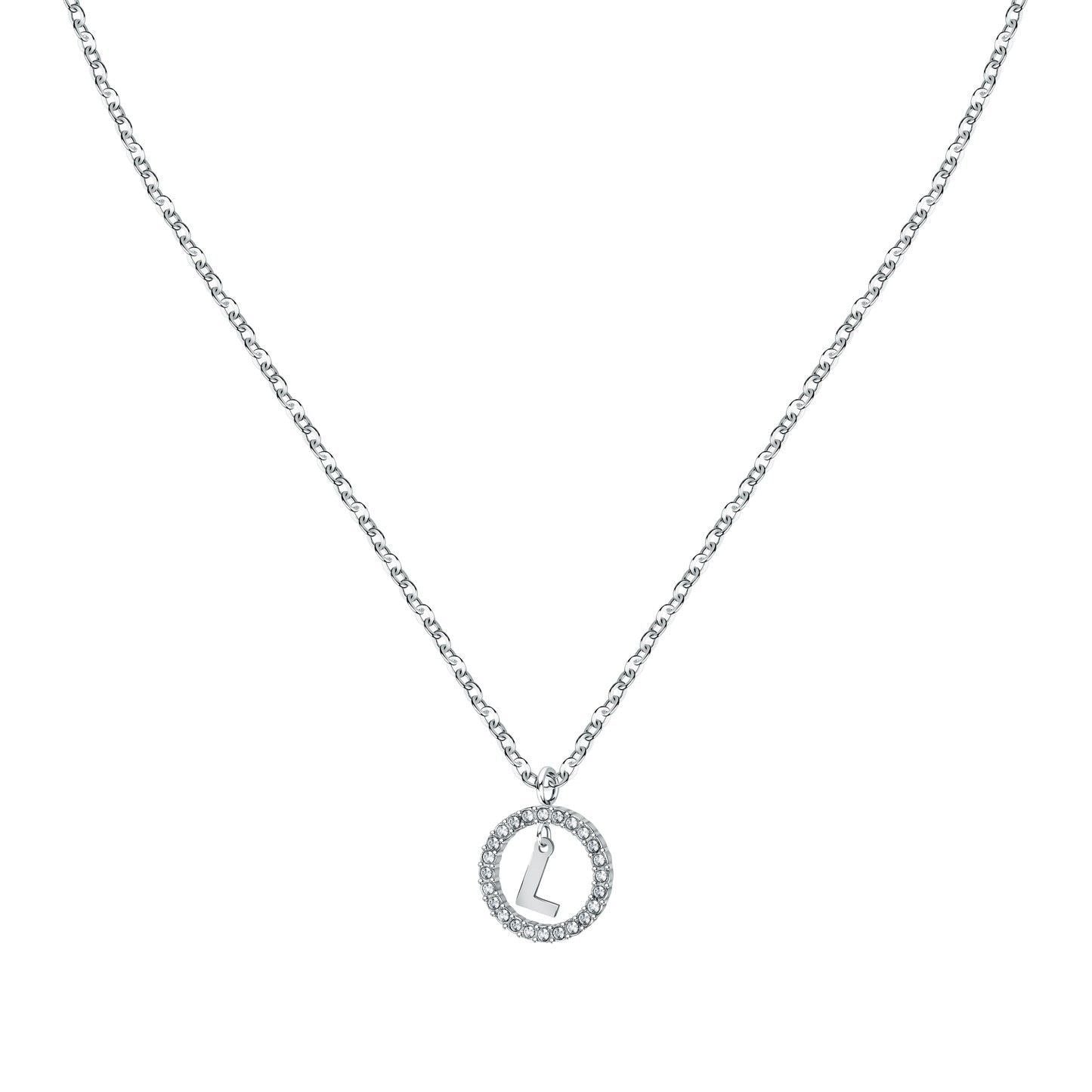 La Petite Story Letter L Steel Necklace With Clear Crystal LPS10ASF17 For Women