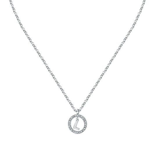 La Petite Story Letter L Steel Necklace With Clear Crystal LPS10ASF17 For Women
