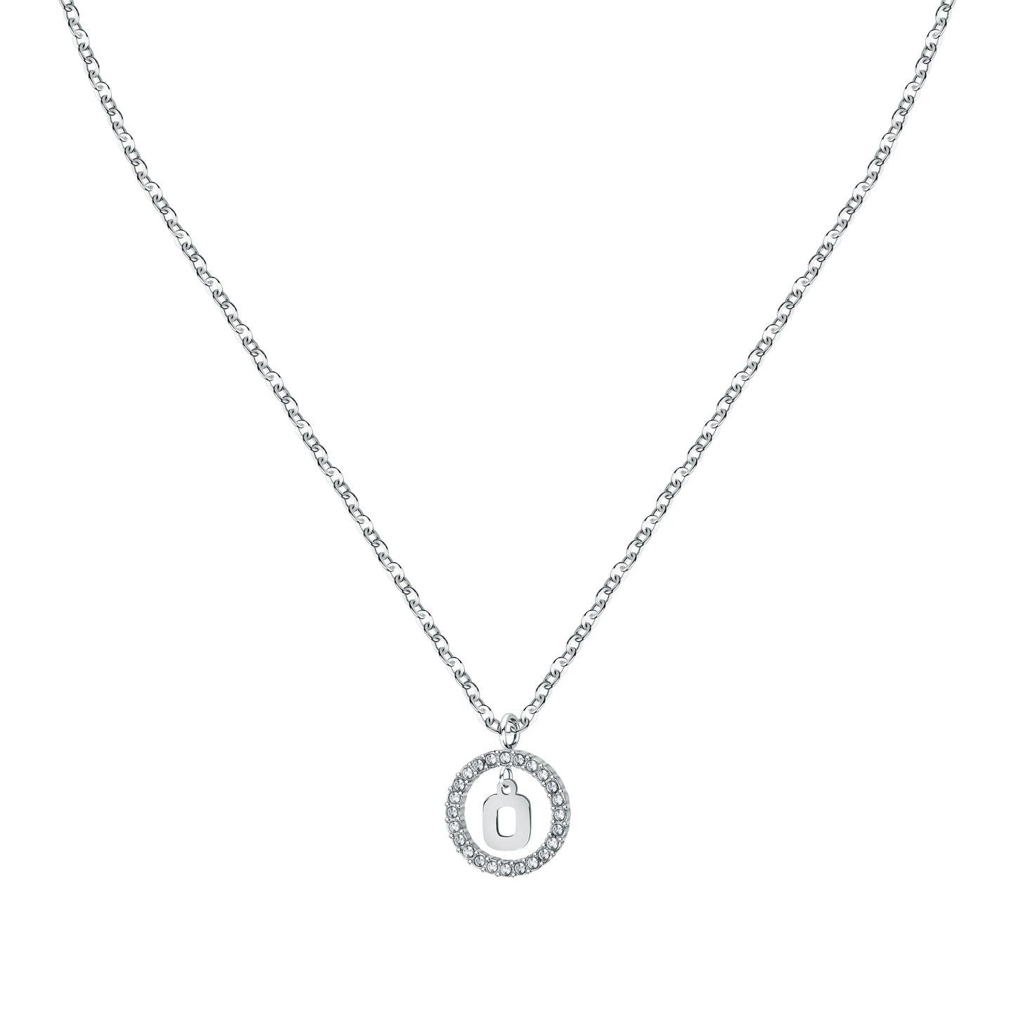 La Petite Story Letter O Steel Necklace With Clear Crystal LPS10ASF20 For Women