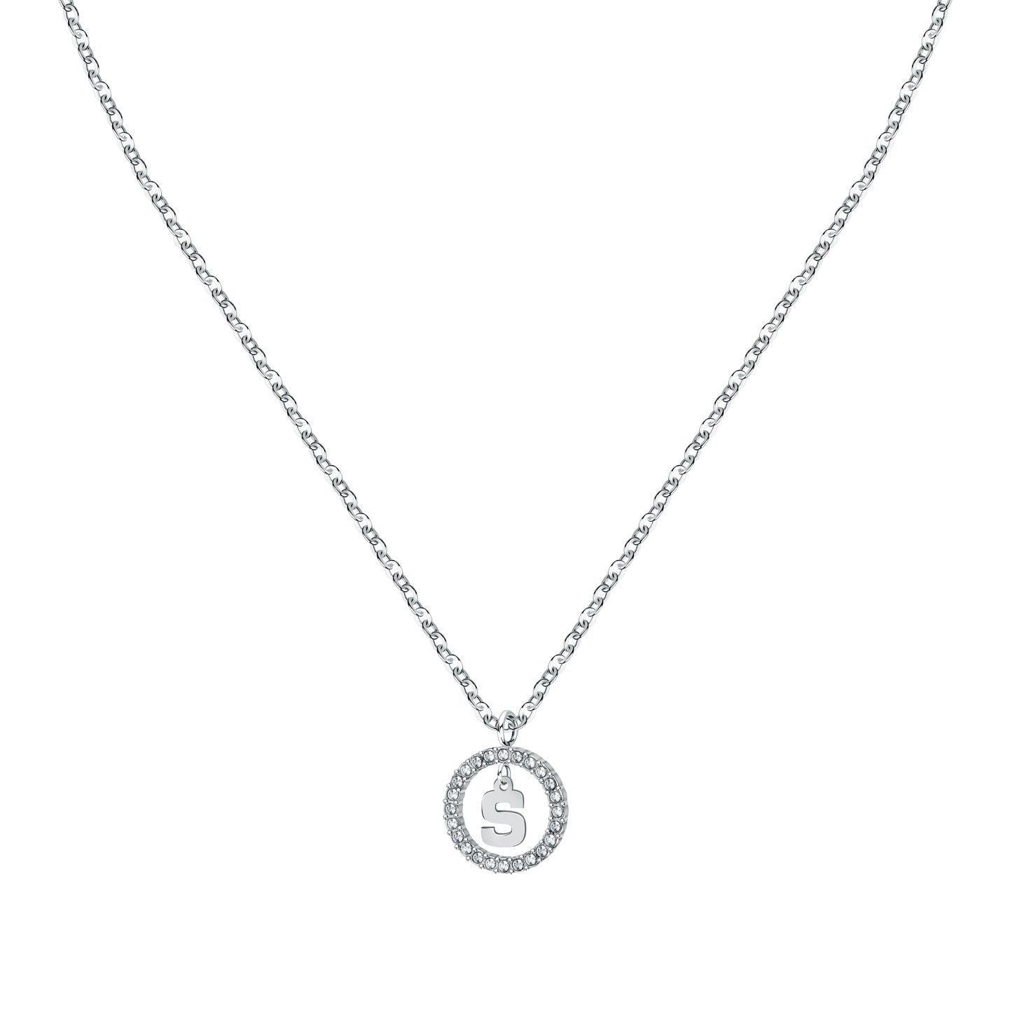 La Petite Story Letter S Steel Necklace With Clear Crystal LPS10ASF23 For Women