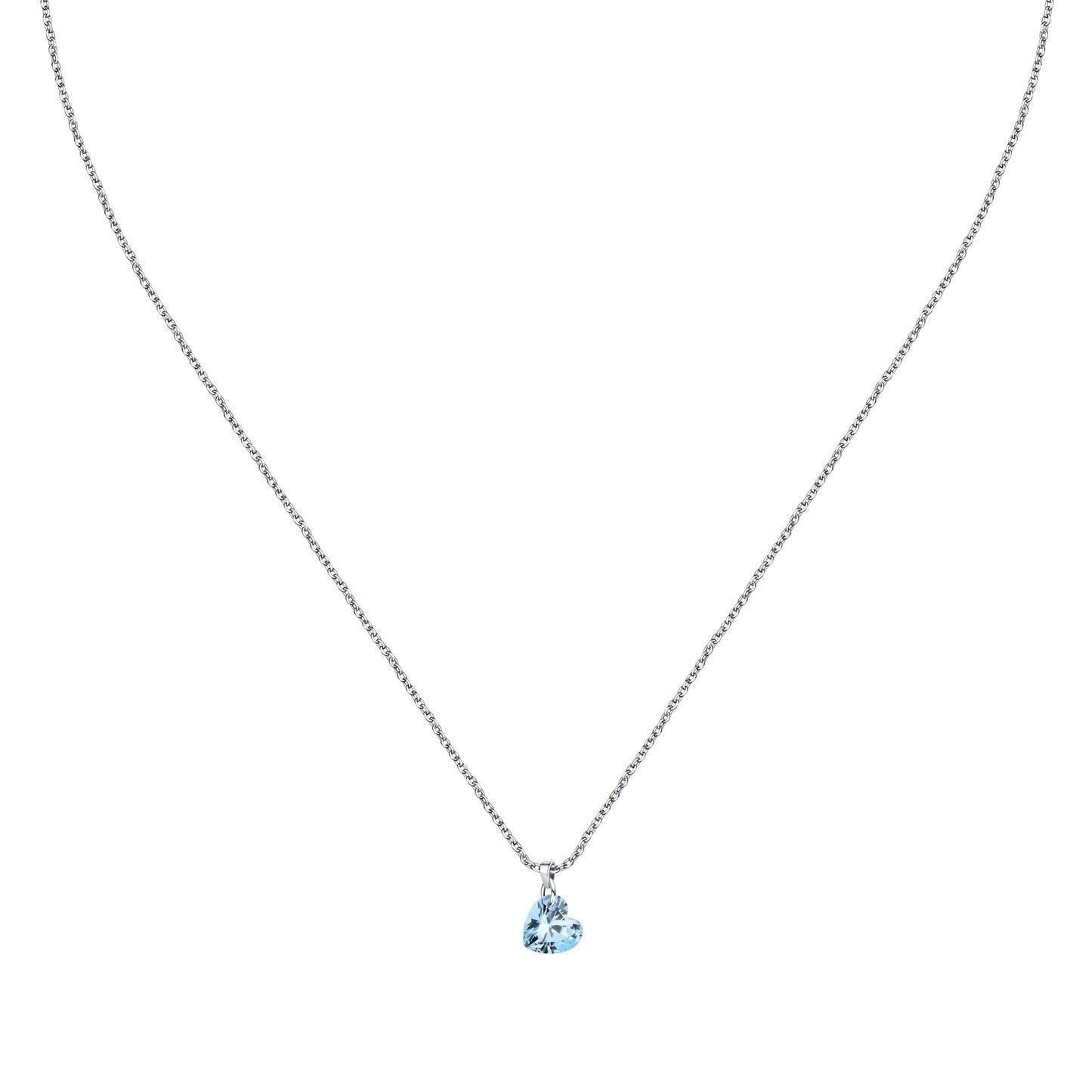 La Petite Story Silver Necklace With Light Blue Heart Zircons LPS10AWV32 For Women