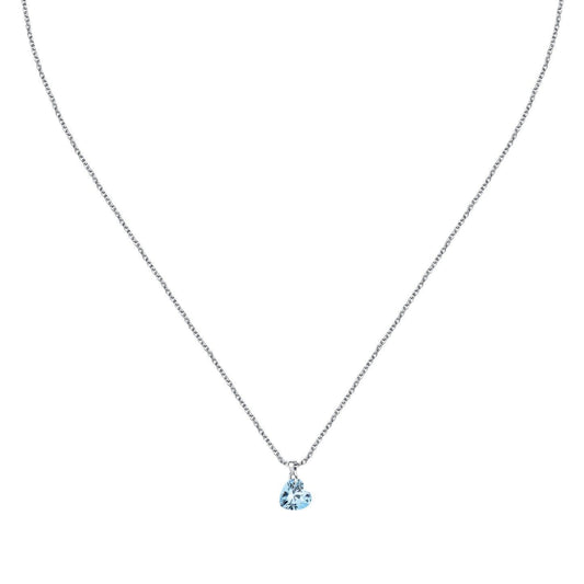 La Petite Story Silver Necklace With Light Blue Heart Zircons LPS10AWV32 For Women